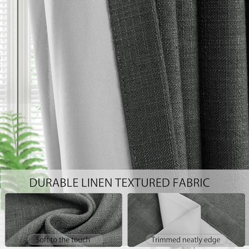 Macochico Room-Darkening Faux Linen Curtains Blackout Room Drapery