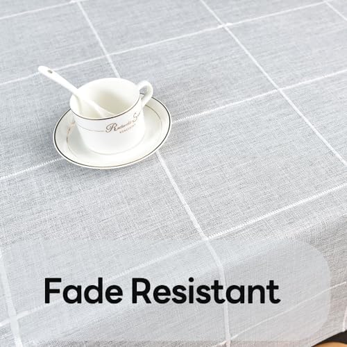 Farmhouse Table Cloth for Rectangle Tables Gray Plaid Boho Tablecloth