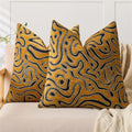 Set of 2 Fall Mustard Yellow Chenille Abstract Swirl Throw Pillow