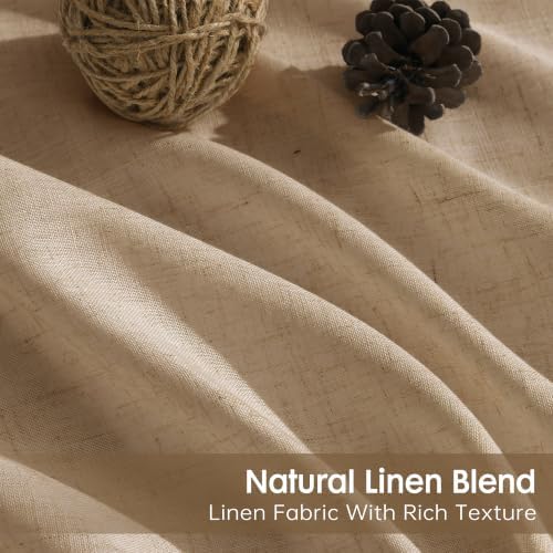 Aersas Linen Pinch Pleated Curtains 108 Inches Long 4 Panels Sand