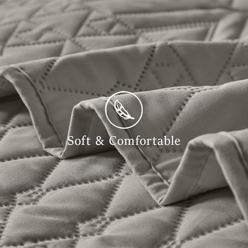 akkialla King/Cal King Size Quilt Bedding Set,Dark Grey Lightweight