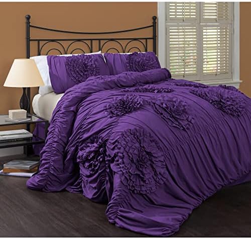 Lush Decor Serena Comforter Set, 3 Piece Set, Full/ Queen, Light Gray
