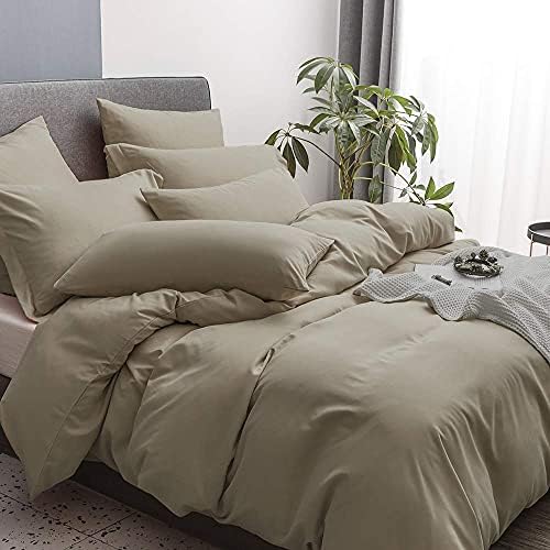 Bedding Duvet Cover Set Khaki Ultra Soft Cotton Hotel Collection Duvet