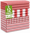 Cotton Kitchen Towels Set of 12, Large, 18 x 28 Inch, Absorbent Dish