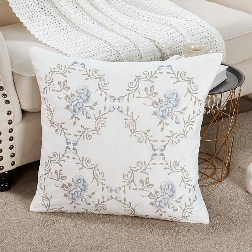 Home Soft Things Embroidered Canvas Decorative Throw Pillow Covers