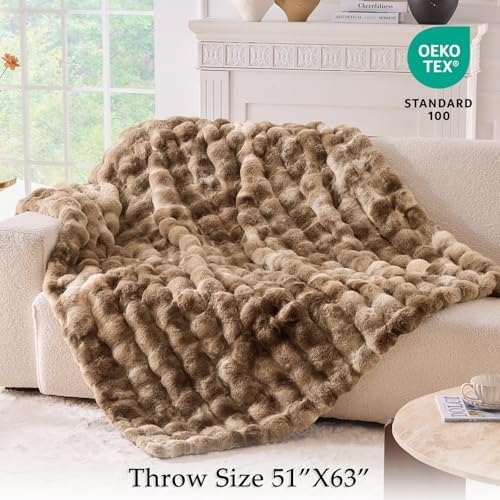BENVWE Fluffy Faux Fur Throw Blanket for Couch - Soft, Plush, Thick