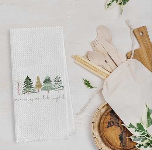 Christmas Tree Kitchen Towels - Neutral Christmas Hand Towels