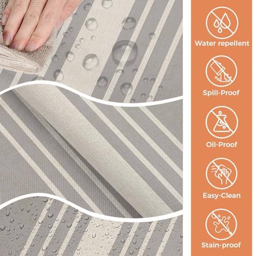 Vintage Gray Beige Stripe Rectangle Tablecloth 60x120