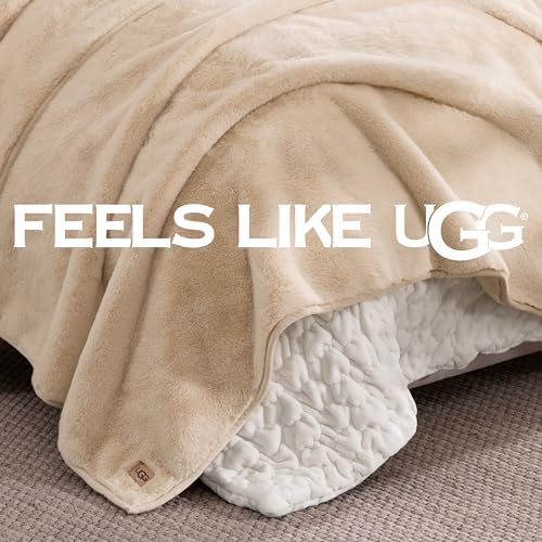 UGG Marcella King Faux Fur Bed Blanket, 110" x 92", Beige (Light Sand)