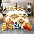 Feelyou Boho Floral Duvet Cover 100% Cotton Queen Size