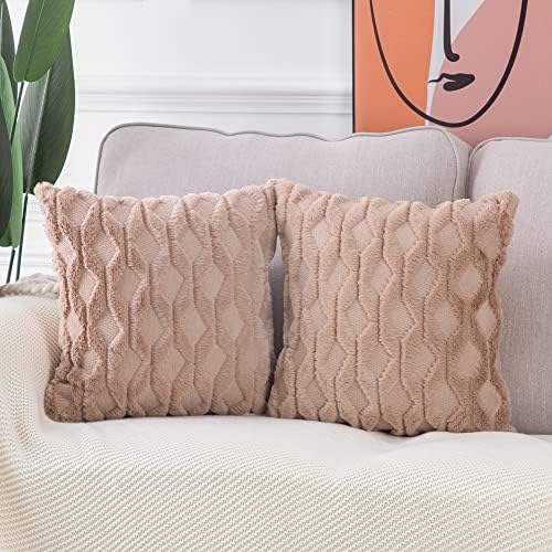MADIZZ Set of 2 Soft Polyester Short Wool Velvet Decorative Throw