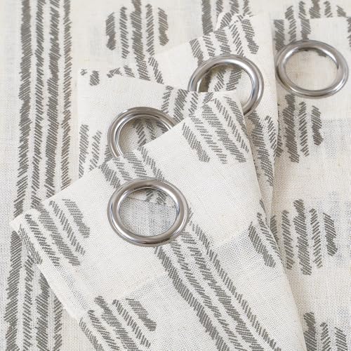 Melodieux Boho Striped Pattern Linen Textured Sheer Curtains for