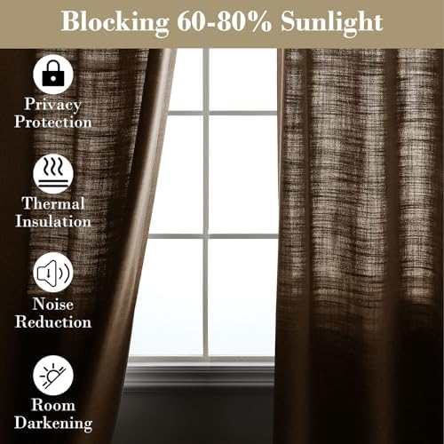 cololeaf Curtains for Bedroom Linen Texture Light Filtering and