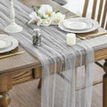 Artoid Mode Pearl Grey Gauze Table Runner 10FT Home Decor