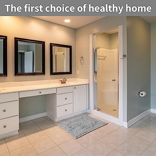Light Gray 2 Pieces Bathroom Rugs, Ultra Soft Non Slip Absorbent