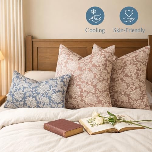 a moment Set of 2 Decorative Floral Linen Throw Pillow Covers,Vintage