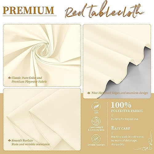 YMHPRIDE 6 Pack Beige Tablecloths - 120 Inch Polyester Round Table