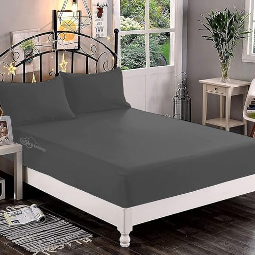 100% Egyptian Cotton 3 Piece King Sheet Set, Fits Mattress 16 Inch
