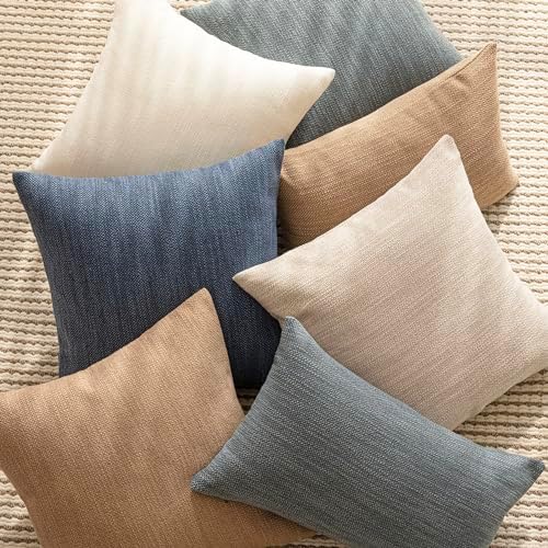 Foindtower Set of 2 Decorative Textured Burlap Linen Throw Pillow