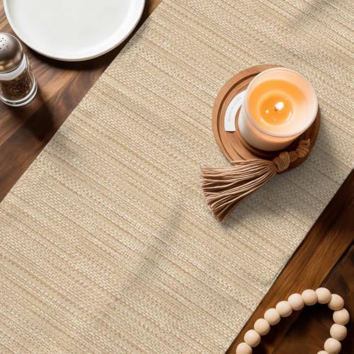 Modern Minimalist Art Table Runners 108 Inches Long, Solid Color Linen