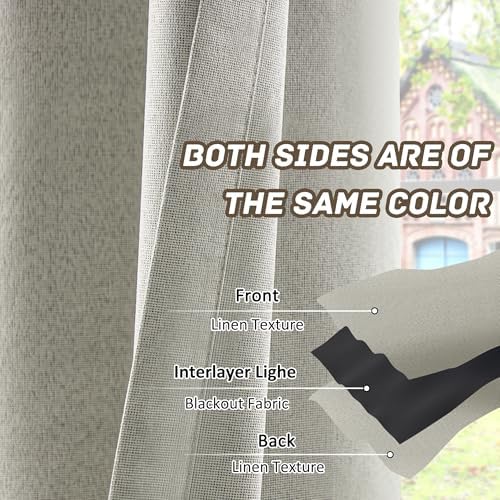 Extra Lenght 100% Blackout Linen Textured Curtains 120 Inch Length 2