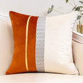 Yangest Burnt Orange Patchwork Velvet Throw Pillow Cover with Gold