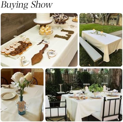 WIGENIUS 2 Pack Ivory Table Cloth Rectangle 60X102 Inch Tablecloth Fit