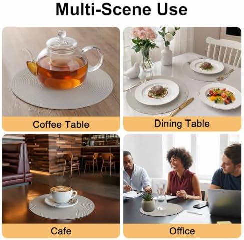 Round Placemats Set of 8 Off White Place Mats Washable Woven Placemat