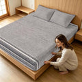 Queen Fitted Sheet Deep Pocket, Neutral Light Gray Soft Microfiber