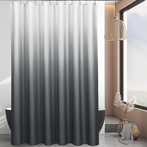 Grey Ombre Luxury Weighted Textured Fabric Shower Curtain Hotel,72x72