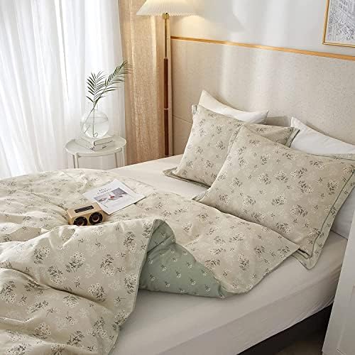 LifeTB Garden Style Floral Duvet Cover Queen Soft Cotton Boho Floral