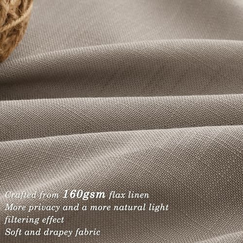 Jowels Taupe Linen Grommet Curtains 84 Inch Length 2 Panels for Living