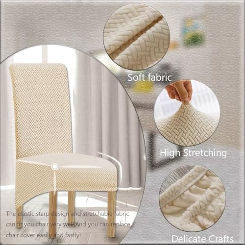 Jacquard Plush XL Dining Chair Covers, Stretch Chaircover,Spandex