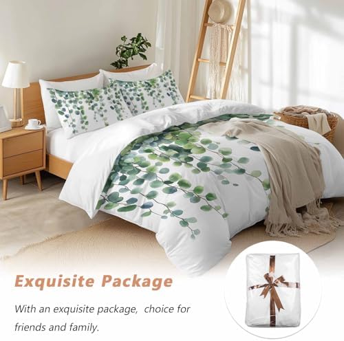 Chic D Duvet Cover Set Queen Size Green Leaves Branch Comforter Sets 1