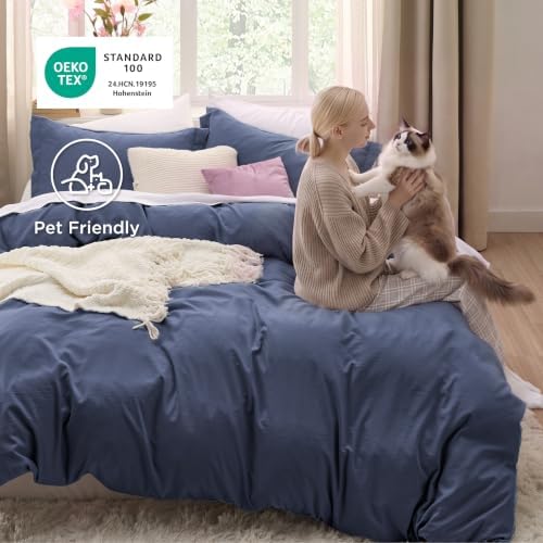 Bedsure Prewashed Oversized King Duvet Cover, Cotton-Like Soft Set