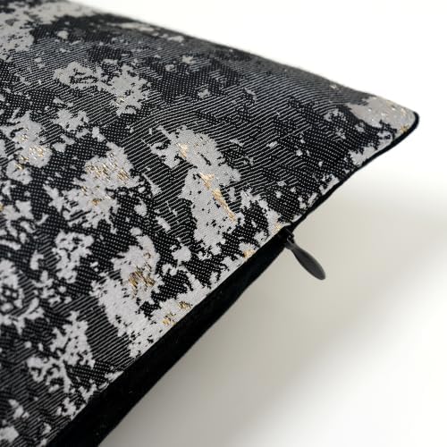 THE-TINOART Luxury Jacquard Throw Pillow Cover 18x18 Inch, Black Gray