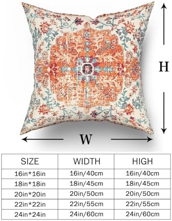 Orange Blue Ethnic Boho Throw Pillow Covers 20x20 Inch Decorative