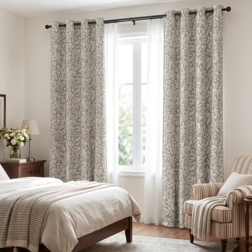 jinchan Taupe Grey Blackout Curtains 84 Inch Farmhouse Grommet 2