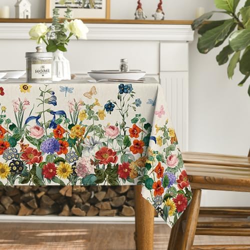 Horaldaily Spring Tablecloth 60 x 60 Inch Square Floral Flowers