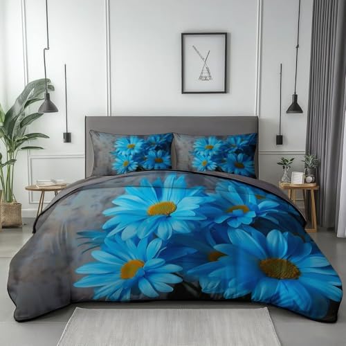 Duvet Cover Print with 2 Pillow Shams Nature Plants Flowers Close-Up