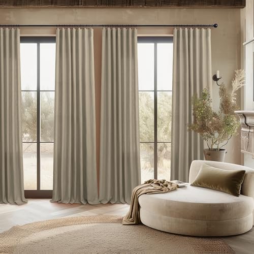 Taupe Back Tab Linen Curtains 96 Inches Long for Living Room Bedroom 2