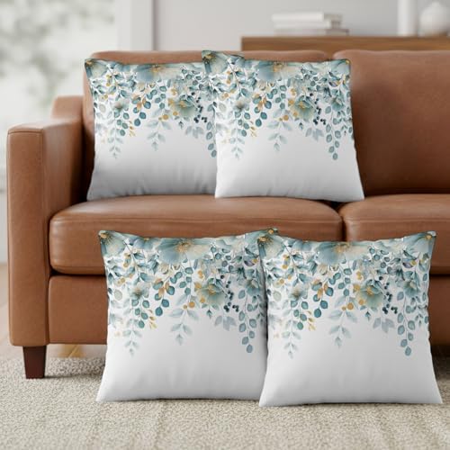 Watercolor Botanical Floral Covers 18x18IN Set of 4 Cotton Linen