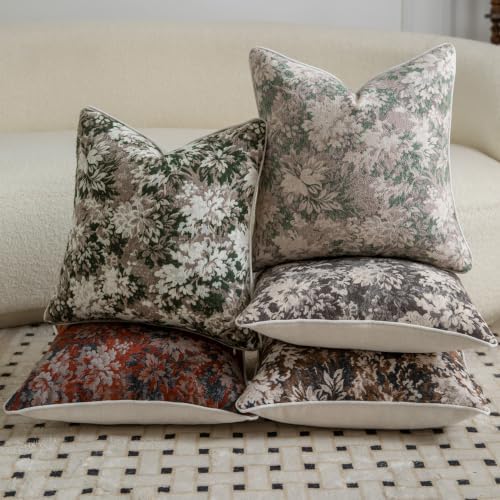 MADIZZ Pack of 2 Decorative Throw Pillow Covers 20x20 Inch Green White