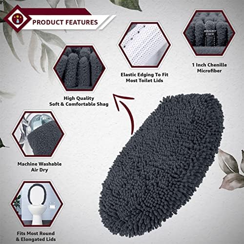 LuxUrux Chic Charcoal Bliss Bath Mat Bundle U-Shaped Contoured