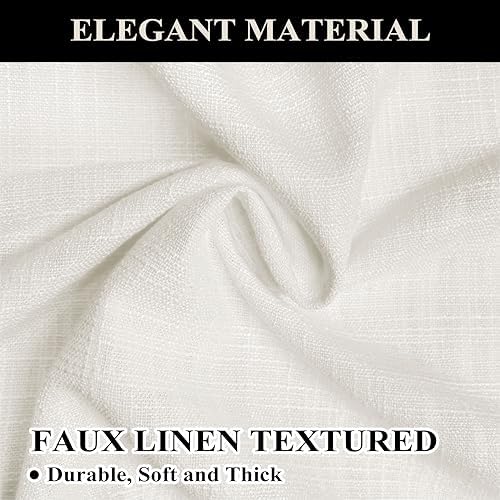 Fcosie 50" W x 63" L Linen Curtains Cream White, Room Darkening