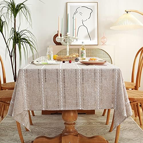 Chassic Rectangle Tablecloth 54 x 72 Inch, Farmhouse Boho Linen Table