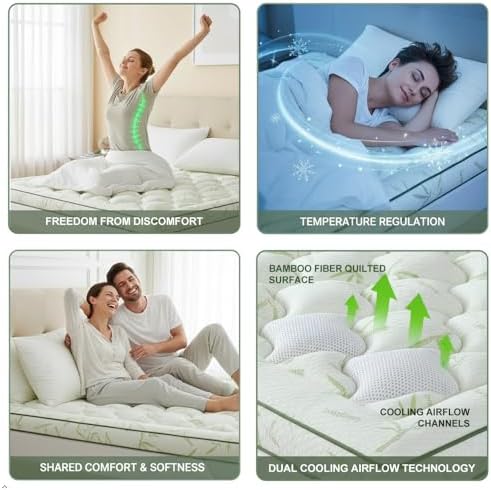 HomKdom 3 Inch Queen Mattress Topper, Pressure Relieving for Back &