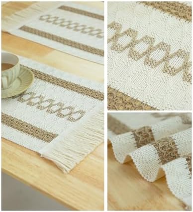 Boho Placemats Set of 6, Macrame Table Decor Farmhouse Rustic