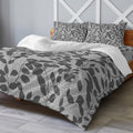 4 Pieces Duvet Cover Set King – Gray Leaves Branch Soft Microfiber
