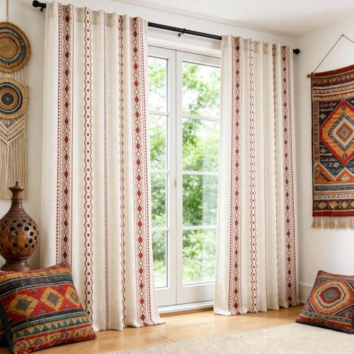 SpaceDresser Boho Curtains 96 Inch Length, Light Filtering Vintage